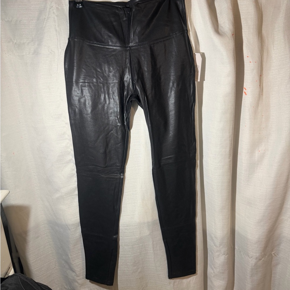 Black Faux Leather Leggings - Picture 1 of 4